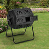 Large Garden Compost Bin Dual Tumbler Rotating Outdoor Composter w/ Sliding Door