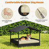 Wicker Dog House, Raised Pet Bed with Cushion Canopy, for Small to Medium Dogs