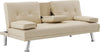 Sofa Bed Faux Leather with Cup Holders 2 Seater Click Clack Living Room Recliner