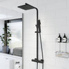 Modern Thermostatic Mixer Shower Set Square Black Finish Twin Head Exposed Valve