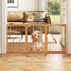 3-Panel Wooden Pet Fence House Doorway Hallway Stairs Porch Natural