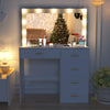 White Dressing Table Makeup Vanity Desk Set With LED Lighted Mirror, 5 Drawers