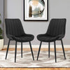 2pcs Black Velvet Dining Chairs Set Padded Seat Back Restaurant Chair