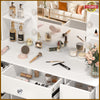 Modern Dressing Table Dimmable LED Mirror Makeup Desk with Drawers Vanity Table