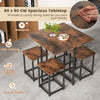 5-Piece Dining Table Set Metal Frame Kitchen Table and 4 Stools Space Saving