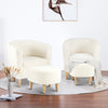 White Sherpa Accent Arm Chair Upholstered Single Sofa W/ Ottoman for Living Room