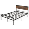 Double Size Metal Bed Frame Industrial Platform Bed w/ 9 Support Legs Noise Free