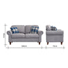 Luxury 2, 3 Seater Linen Fabric Couch Sofa Armchair with 2 Pillows Living Room