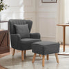 Velvet/Linen Shell Wing Back Upholster Accent Armchair Sofa Cushion Footstool UK