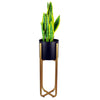 Metal Planter Stand Gold Iridescent Rainbow Plant Pot 62cm x 18cm Leaf Design UK