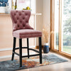 Velvet Button Wing Back Bar Stool Kitchen Pub Studd Breakfast Dining Chair Seat