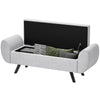 Storage Ottoman with Armrest, Upholstered Linen Storage Bench