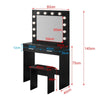 Black Dressing Table Set with LED Lights Mirror Vanity Make up Desk Stool