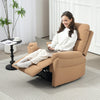 Manual Recliner Chair with Footrest Fabric Thick Padded Reclining Armchair Brown