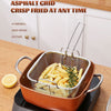 24cm Square Kitchen Fryer Non Stick Chip Pan Potato Fryer w/ Basket Cooking Pot