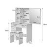 White Vanity Table Dressing Table Makeup Desk with Slide Mirror 5 Drawers Stool