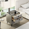 LED Bedside Table 3 Drawers Wireless Charging Side Cabinet Black Nightstand Hpwi