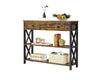 Industrial Console Table with Drawer Metal Frame, Vintage Sofa Table with 2 Open