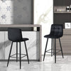 2X Velvet Bar Stools Black Breakfast Pub Chair Kitchen Modern 65 cm Seat High