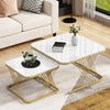 Coffee Tables Set Nest of Table Side Table with Metal Frame & Marble Pattern Top