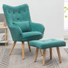 Occasional Scalloped Button High Back Fabric Armchair Sofa Chair Footrest Stool