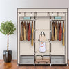 69" Portable Clothes Closet Non-Woven Fabric Wardrobe Double Rod Storage Beige