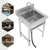 Stainless Steel Kitchen Freestanding Sink Laundry Basin w/ 360° Rotatable Faucet