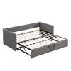 Daybed Linen Upholstered Bed 3ft Single Bed Frame with Trundle Bed Guest Bed