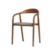 Copenhagen Dining Chair Grey PU Vegan Leather Padded Seat Walnut Curved Frame