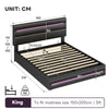 Ottoman Storage Upholstered Bed Frame with Lift-Up & LED Light 5ft King Size Bed