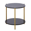Marble Effect 2-Tier End Table Sofa Side Tables for Living Room Bedside Table