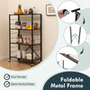 4-Tier Foldable Shelving Unit Heavy Duty Metal Adjustable Shelves w/Wheels