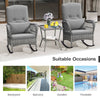 3-Piece Outdoor Rocking Chair Set With Cushions & Pillow-Grey