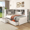 White Single Bed with Trundle Bed Storage Drawers Dust-proof Cabinet Shelves