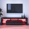 Black&White TV Unit Cabinet Stand with LED Light 160cm High Gloss Doors Storage