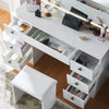 MDF Dressing Table LED Light Mirror 7 Drawers Stool Makeup Desk Bedroom Modern