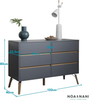 Chest of Drawers 6 Drawer Storage Unit Wooden Grey Modern Bedroom