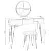 White Dressing Table Vanity Makeup Table Set with Mirror 3 Drawers Stool Bedroom