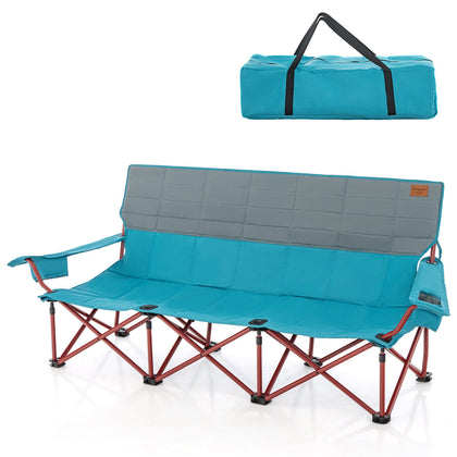 3 Person Folding Camping Chair Heavy-Duty Camp Couch Portable Beach Chair