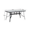 Black Tempered Glass Garden Dining Table Outdoor Large Coffee Table+Parasol Hole