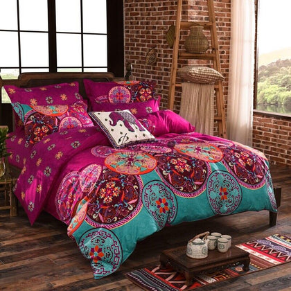 Bohemia Quilt Duvet Cover Set Pillow Cases Bedding Set Single Double King Size