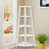 White Corner Ladder Shelving Unit 5Tier Storage Display Stand Bookcase Bookshelf