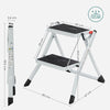 SONGMICS 2-Step Folding Ladder – Heavy Duty Steel, Portable, Anti-Slip, 150kg Ca