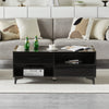 Black High Gloss Coffee Table with Four Storage Rectangular Living Room Modern