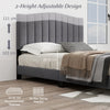 Double Size Platform Bed Modern Upholstered Bed Frame-Grey