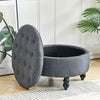 Grey Storage Ottoman Stool Round Chair Changeable Rear Wood Coffee Table Holder