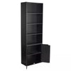 6 Tier Bookcase With 2 Door Cupboard Cabinet Storage Shelving Display Wood Shelf