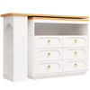 360° swivelling 2 Tier Dining Bar Table Kitchen Storage Island with 6 Drawers