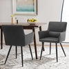 2x Dining Chairs Faux Leather Kitchen Dining Room Chairs Metal Legs Grey