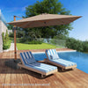 297cm Patio Cantilever Umbrella Square Double-Top Offset Umbrella Coffee
